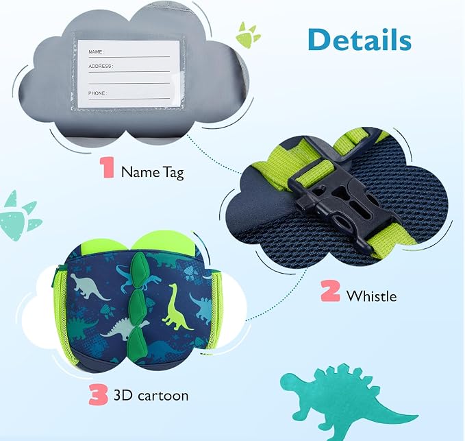 mommore Toddler Backpack for Boys 2-4 Small Cute Dinosaur Backpack - Image 6