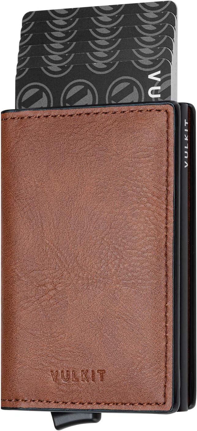 VULKIT Card Holder Pop Up Slim Wallet Leather RFID Blocking Card Case Up to 8 by VULKIT