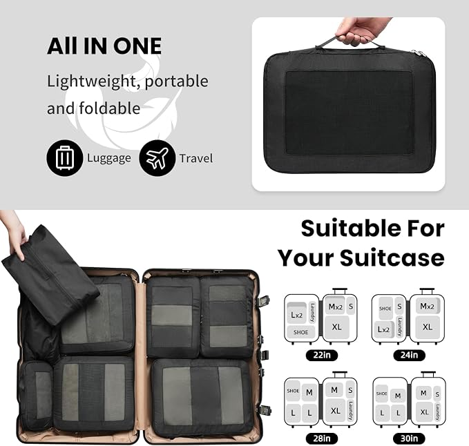 8 Set/6 Set/4 Set Compression Packing Cubes - Image 7