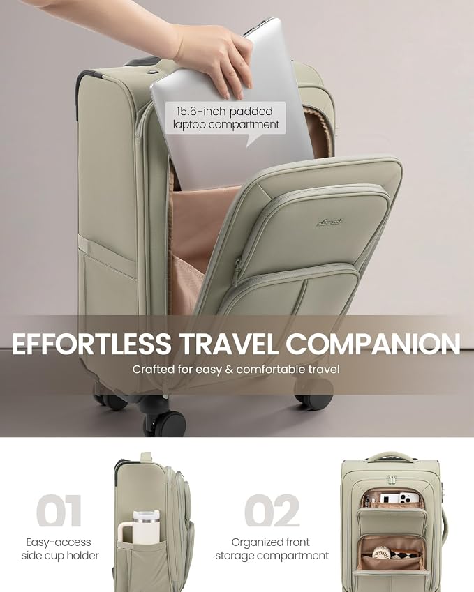 LOVEVOOK Carry On Luggage 22x14x9 Airline Approved, 22 Inch Softside Suitcases - Image 5
