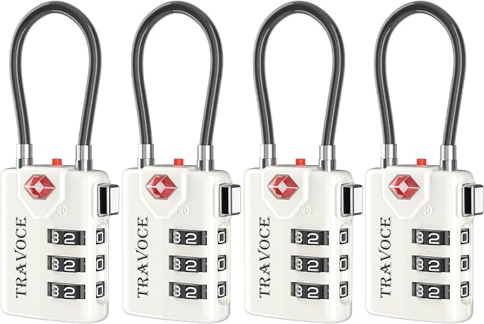Search Alert TSA Approved Travel Combination Luggage Cable Locks by TRAVOCE