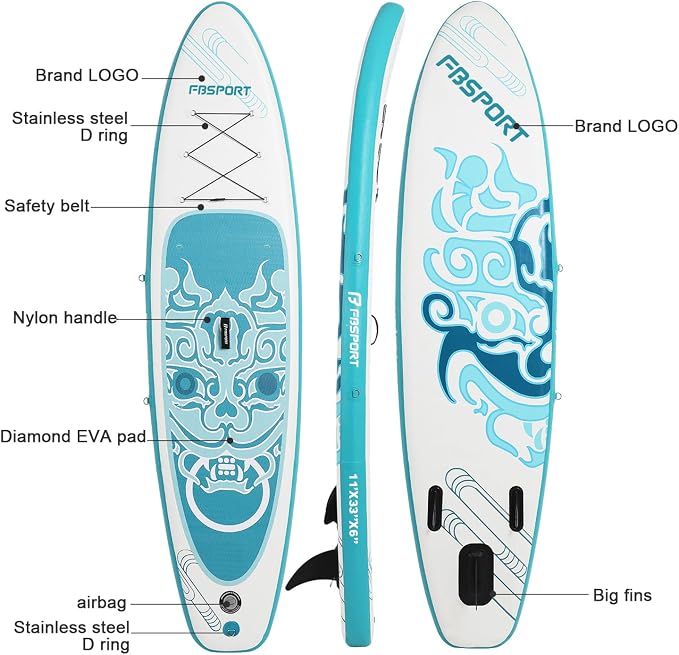 FBSPORT 11' Premium Stand Up Paddle Board, Yoga Board - Image 5