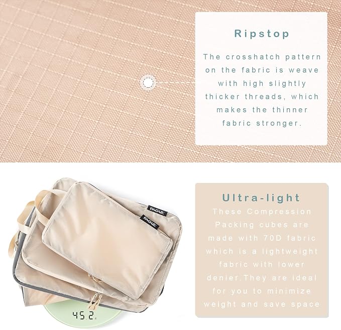 BAGAIL 6 Set Ultralight Compression Packing Cubes Packing Organizer - Image 4
