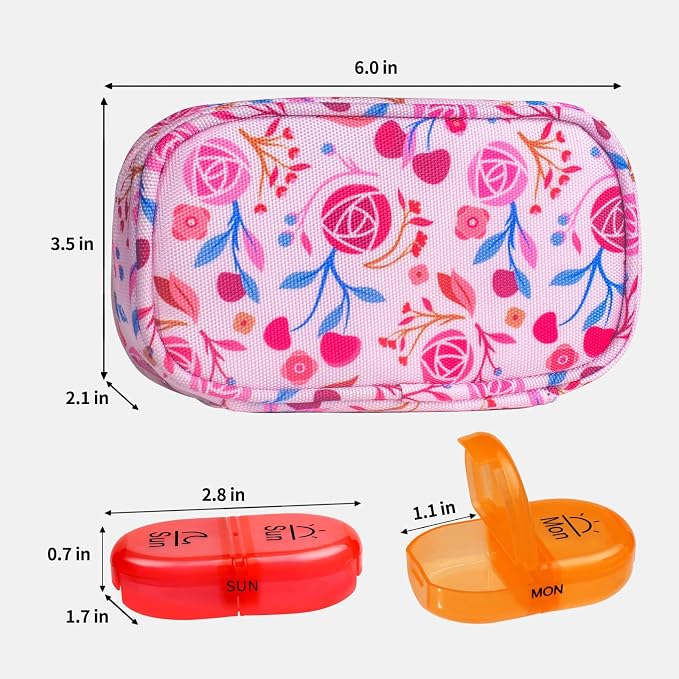 Serfeymi Weekly Travel Pill Organizer 2 Times A Day AM PM Upgraded Rainbow Pill - Image 2