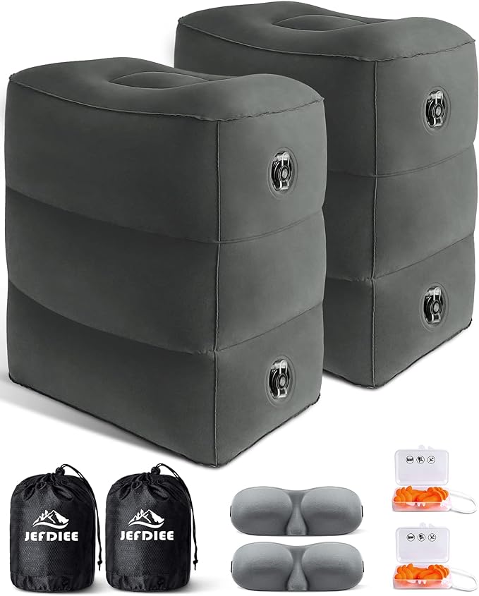 JefDiee Inflatable Travel Foot Rest Pillow, Kids Airplane Bed, Adjustable 3 by JEFDIEE