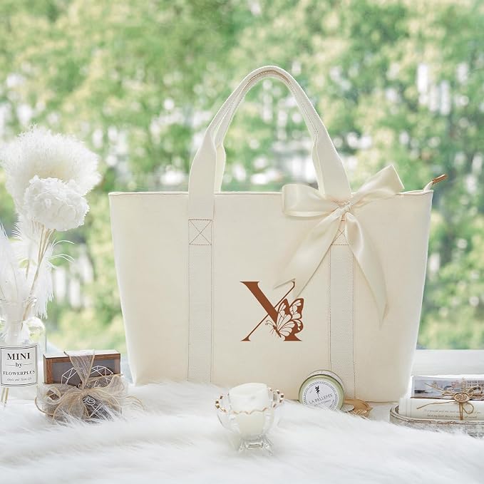 AW BRIDAL Monogram Canvas Tote Bag - Image 6
