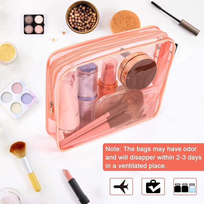 APREUTY Clear Makeup Bags, TSA Approved 6 Pcs Cosmetic Makeup Bags Set Clear PVC - Image 5