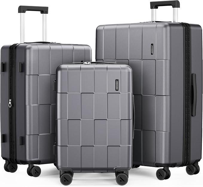 SHOWKOO Luggage Sets 3 Piece Hardside Expandable Lightweight PC Suitcase Sets by SHOWKOO