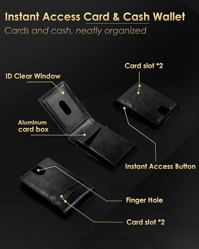 Wallet for Men - RFID Blocking Bifold Slim Minimalist Credit Card Holder Pop Up - Image 5