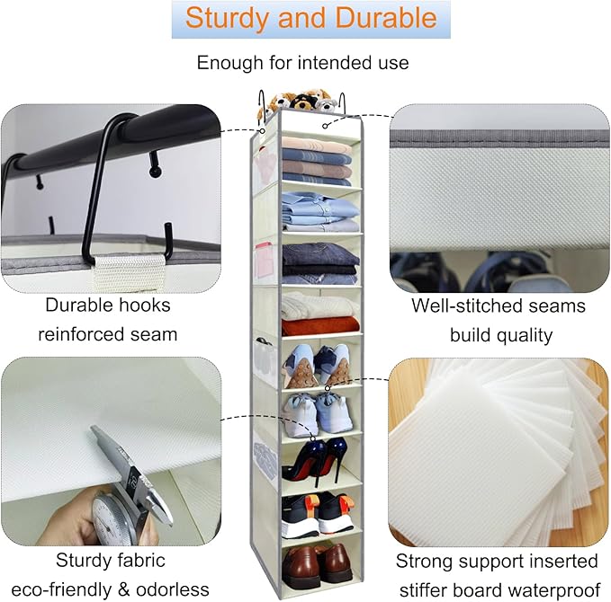 2 Pack Large-Sized Hanging Shoe Organizer 10-Shelf, Sturdy Hanging Closet - Image 4