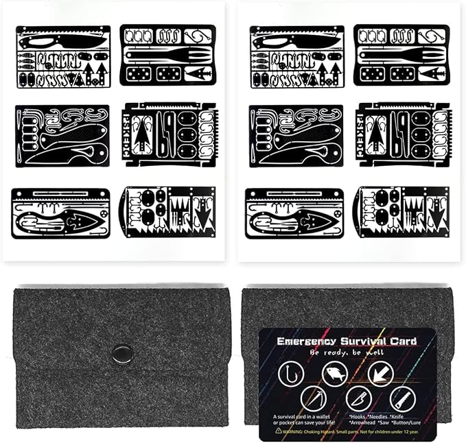 PSKOOK 12 Pcs Survival Multitool Card Emergency Camping Tool EDC Kit in Your by PSKOOK