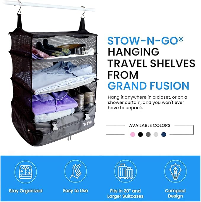 Grand Fusion Stow-N-Go Travel Luggage Organizer – Portable Hanging Travel - Image 9