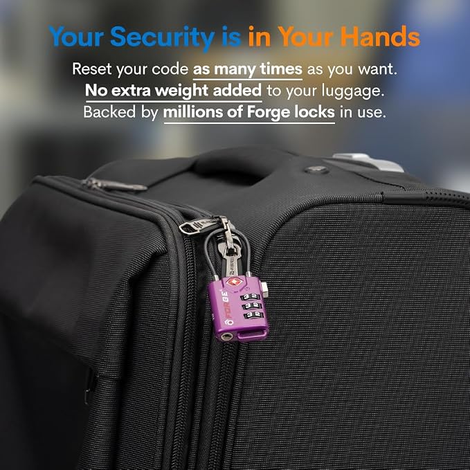 Forge TSA Approved Luggage Locks, Re-settable Combination - Image 6
