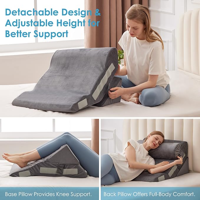4PCS Bed Wedge Pillow for Headboard, Adjustable Wedge Pillow for Sleep Apnea - Image 7
