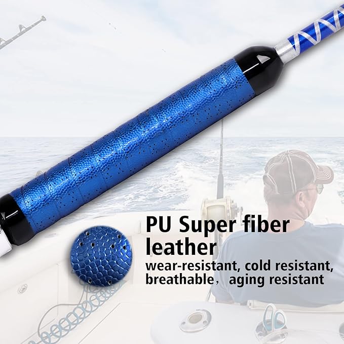 Fiblink Bent Butt Fishing Rod 2-Piece Saltwater Offshore Trolling Rod - Image 4