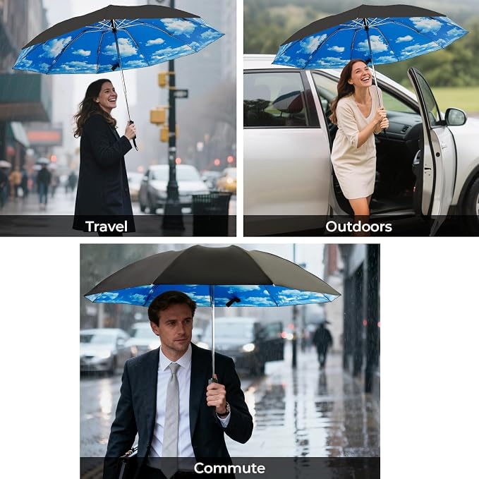 LLanxiry Compact Travel Umbrella, Mini Windproof Umbrellas - Image 8