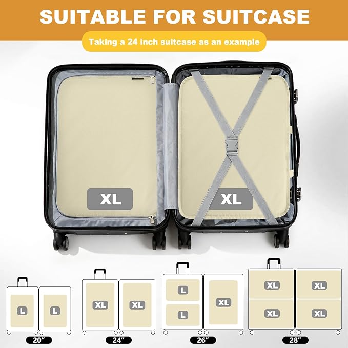 Compression Packing Cubes for Travel Essentials, 2 Pack Expandable Travel Cubes - Image 5