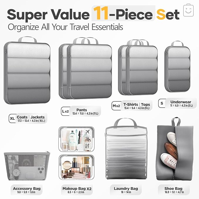 Veken 11 Set Compression Packing Cubes - Image 2