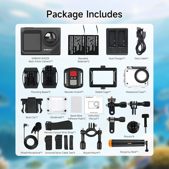 SVBONY SVGo2 Action Camera 4K30FPS 50MP, 5X Zoom Touch Screen Sports Camera - Image 9