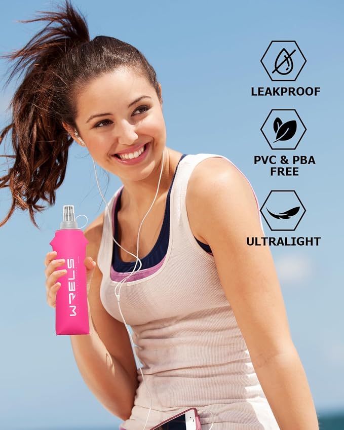 Folding Soft Flask Portable Collapsible Running Lightweight Water Bottle - Image 7