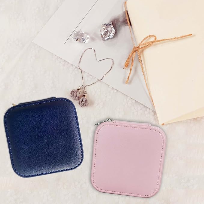【2 Pack】 PU Leather Travel Small Portable Mini Travel Jewelry Organizer - Image 7
