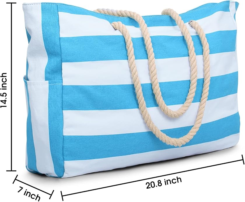 Becokan Beach Bags for Women Large Waterproof Beach Tote Bag Zipper Beach Bags - Image 4