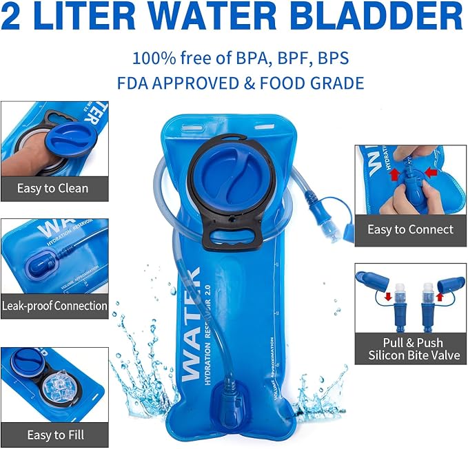 Hydration Backpack Pack with 2L Water Bladder 18L Hiking Backpack Women Men - Image 6