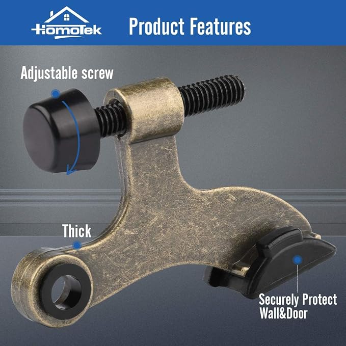 HOMOTEK 36 Pack Hinge Pin Antique Brass Door Stopper, Adjustable Deluxe Heavy - Image 2