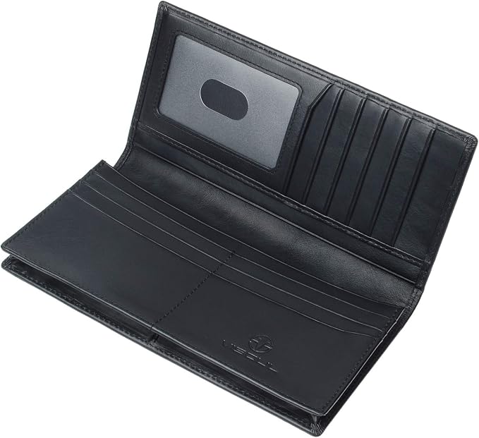 VISOUL Mens Leather Long Checkbook Bifold Wallets - Image 2