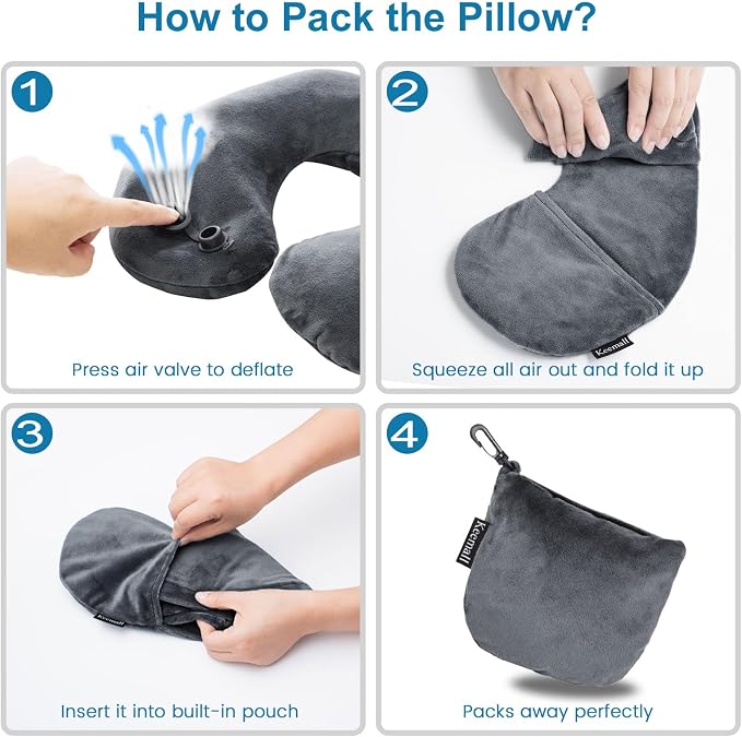 Inflatable Travel Neck Pillow, Super Soft Plane Neck Support Pillow - Image 7