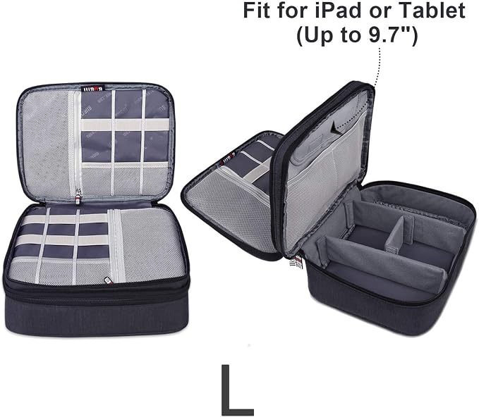 BUBM 3pcs Double Layer Electronic Organizer, Travel Gadgets Bag - Image 3