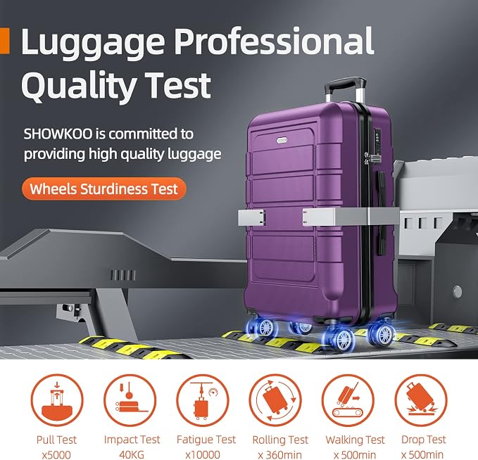 SHOWKOO Luggage Sets Expandable PC+ABS Durable Suitcase Sets Double Wheels TSA - Image 8