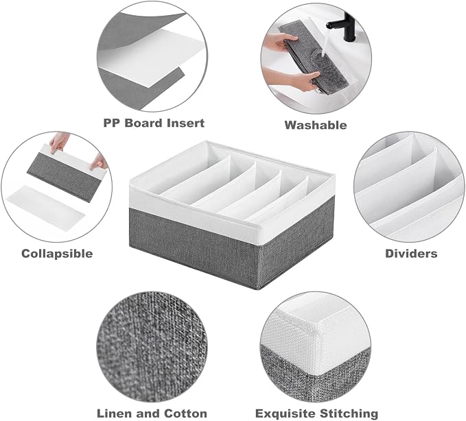 Jeans Drawer Organizers for Clothing, 5 Grids Compartment Wardrobe clothes - Image 5