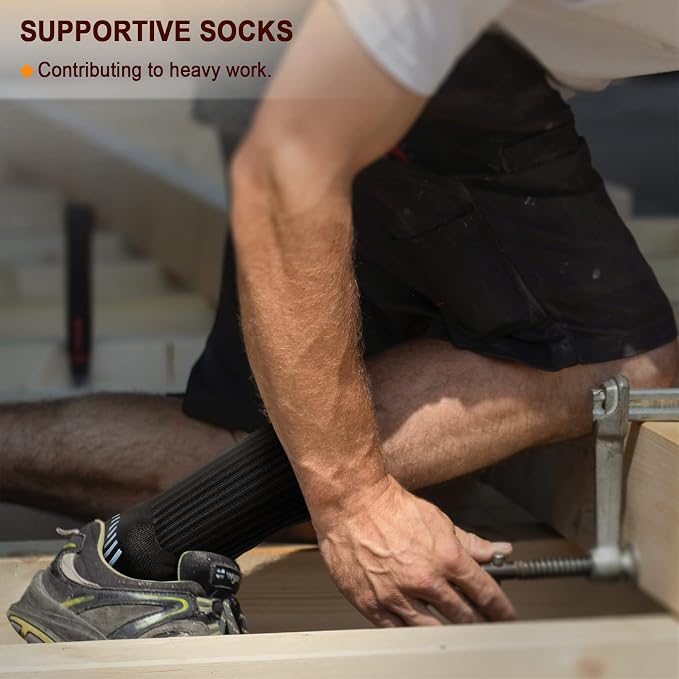 BULLIANT Compression Socks for Men 6Pairs, Athletic Crew Socks Cushioned For - Image 8