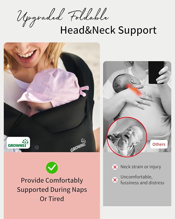 GROWNSY Baby Carrier Newborn to Toddler, Cozy Baby Wraps Carrier, Ergonomic - Image 3