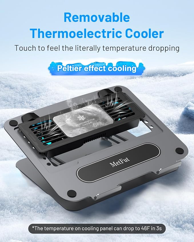 Laptop Cooling Stand with Detachable Thermoelectric Cooler, Adjustable Height & - Image 2