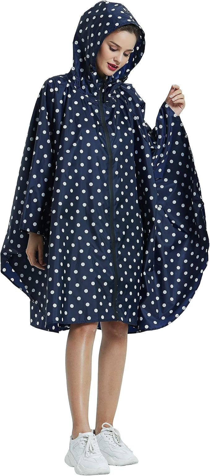 Rain Poncho Jacket Coat Hooded Zipper Style - Image 2