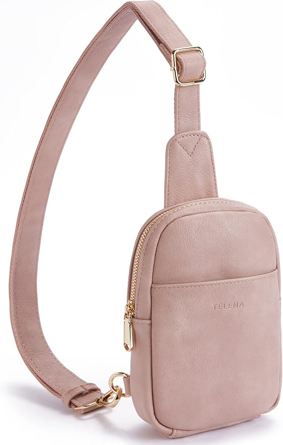 Telena Small Sling Bag for Women Leather Crossbody Fanny Packs Chest Bag for by Telena