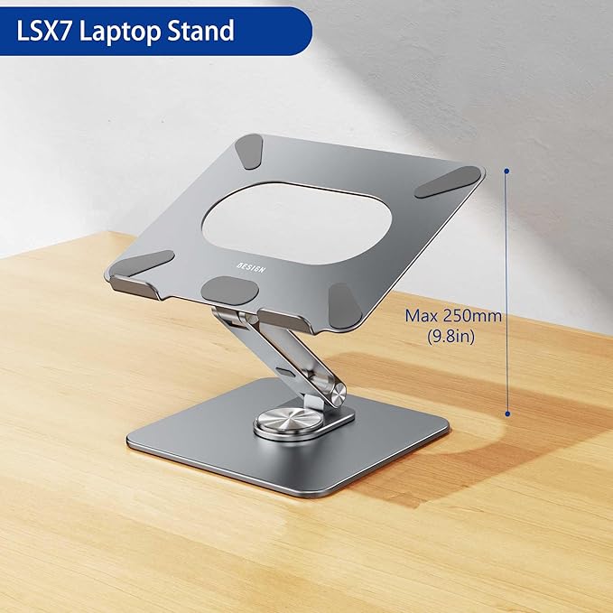 BESIGN LSX7 Laptop Stand with 360° Rotating Base, Ergonomic Adjustable Notebook - Image 5