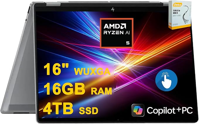 HP OmniBook X Flip Copilot+ AI PC 2-in-1 Laptop | 16" WUXGA Touch | AMD 6-core by HP