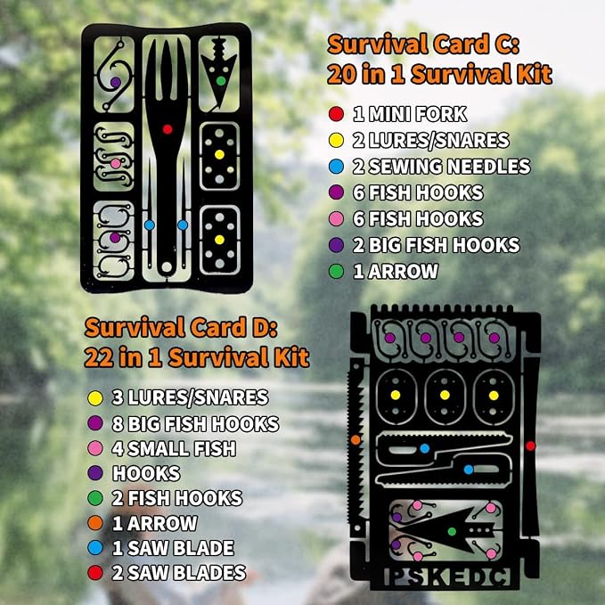 PSKOOK 12 Pcs Survival Multitool Card Emergency Camping Tool EDC Kit in Your - Image 3