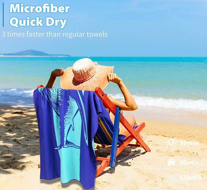 6 Pack Microfiber Oversized Lightweight Beach Towel 71x32 Extra Thin Large Sand - Image 6