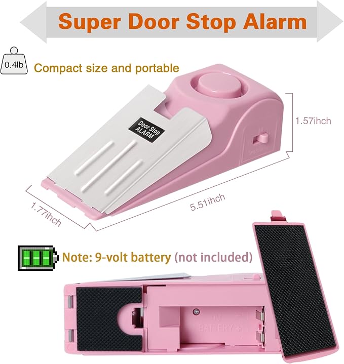 2 Pack Portable Door Stop Alarm, Door Stopper - Image 2