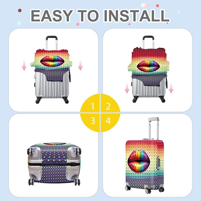 ANNA QUEEN Pop Art Rainbow Lips Luggage Cover, Colorful Suitcase Protector - Image 5