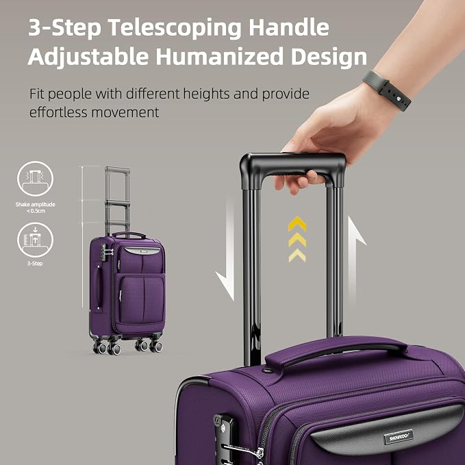 SHOWKOO Luggage Sets 3 Piece Softside Expandable Lightweight Durable Suitcase - Image 5