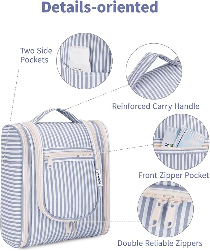 Narwey Small Striped Hanging Travel Toiletry Bag - Image 7