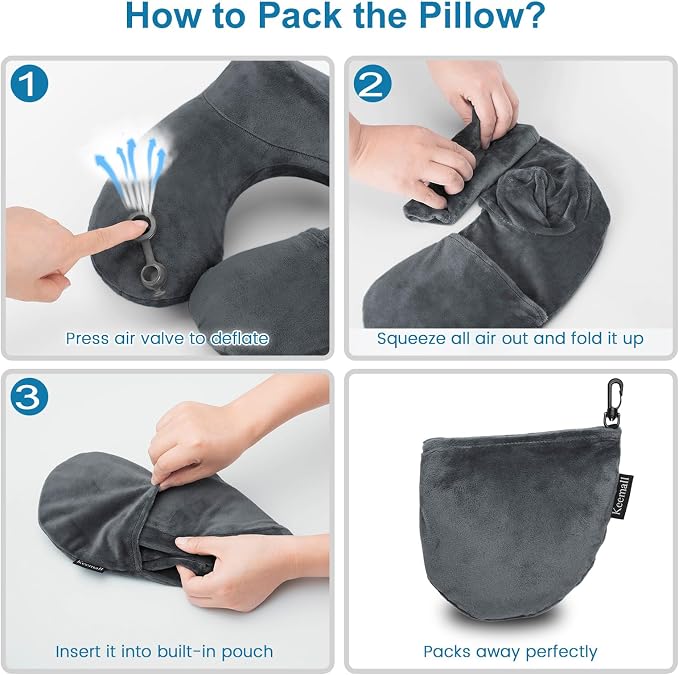 Inflatable Travel Pillows for Airplanes, Easy Blow Up Inflatable Travel Neck - Image 7
