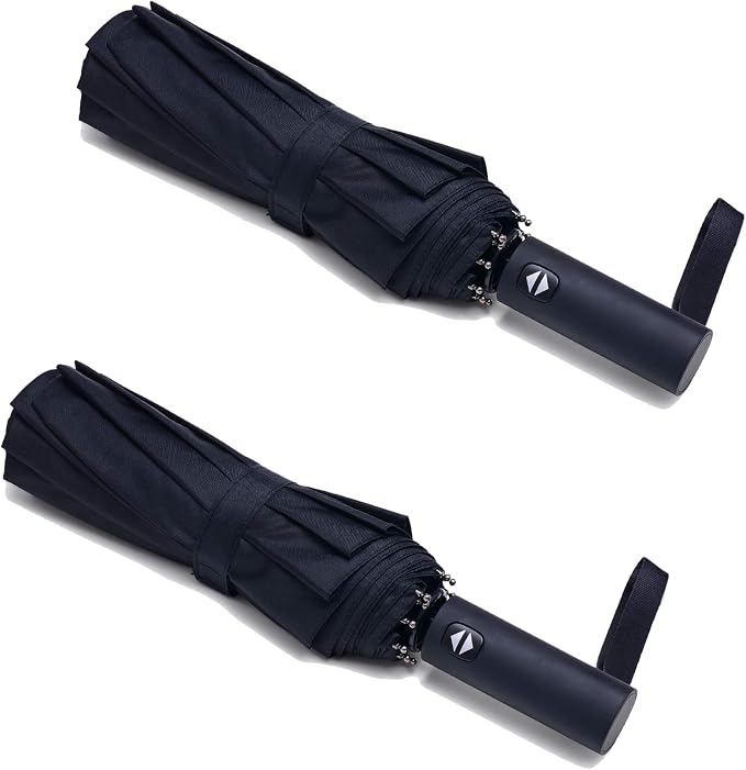 PFFY 2 Packs Travel Umbrella Windproof Auto Open & Close Collapsible Folding by PFFY