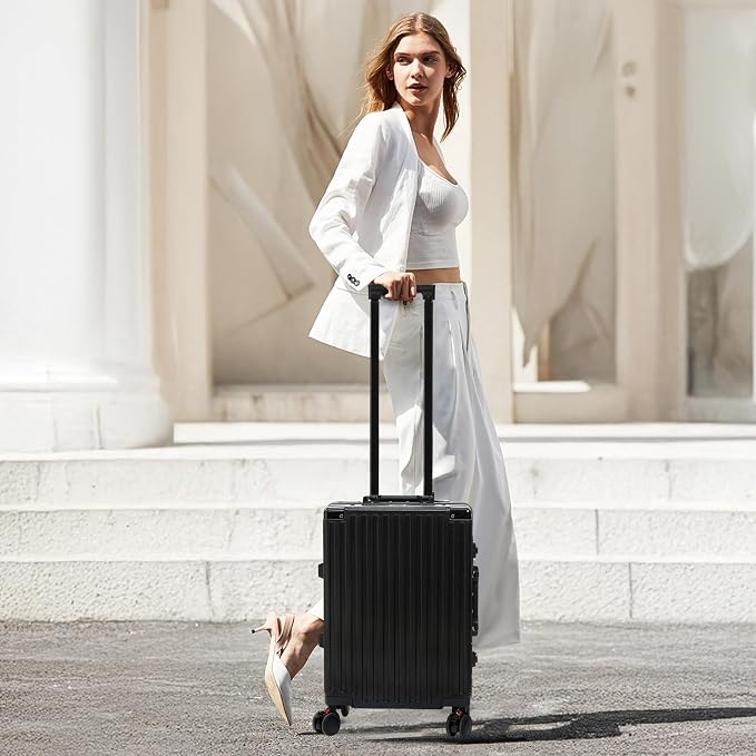 24 Inch Luggage With Spinner Wheels, Aluminum Frame Zipperless Suitcase - Image 2