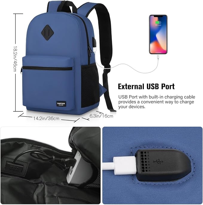 17.3 inch School Backpack, Classic Bookbag Backpack - Image 7